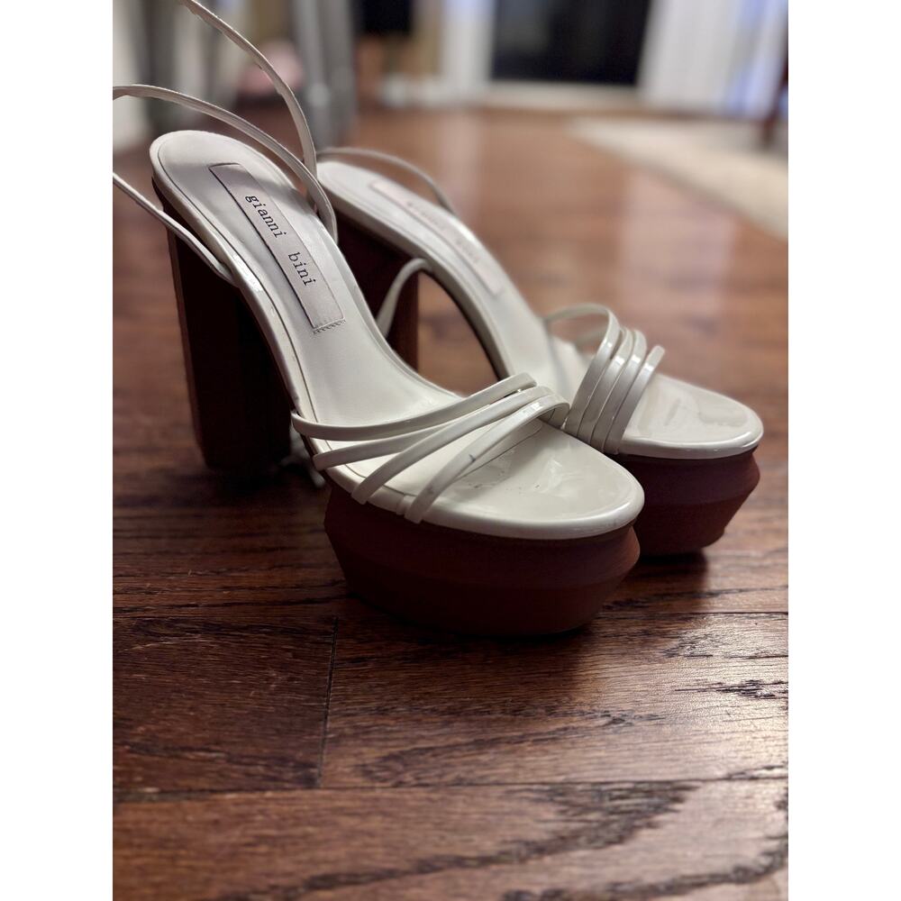 Gianni Bini White Platform Heels – Slingback Strappy Pumps – Women’s Size 8